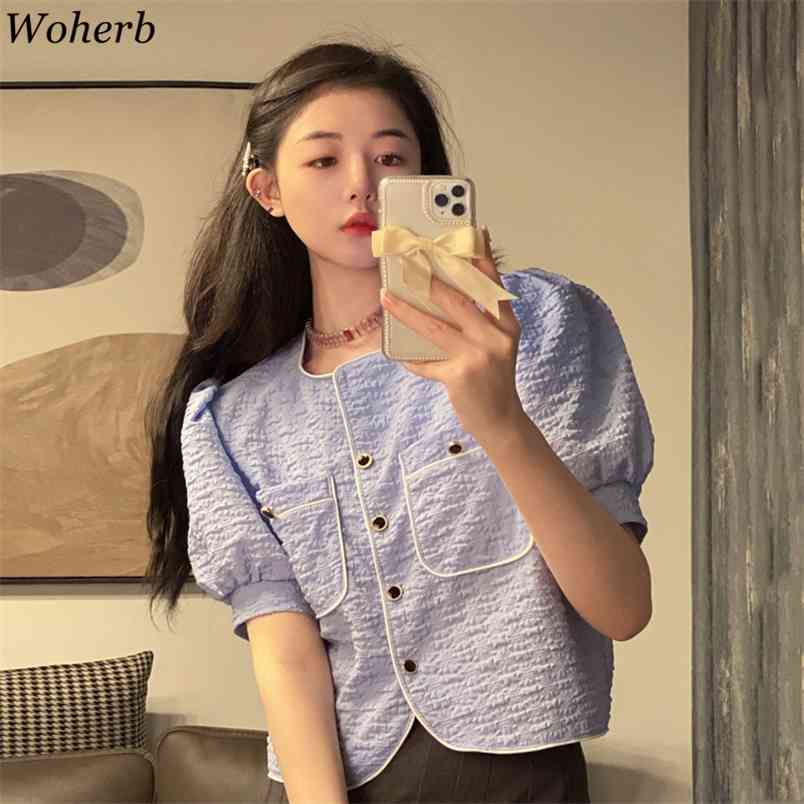 Summer Blouse Female Vintage Casual Shirts Puff Sleeve Office Lady Tops Women Chic Blusas 210519, Blue
Summer Blouse Female Vintage Casual Shirts Puff Sleeve Office Lady Tops Women Chic Blusas 210519, Blue