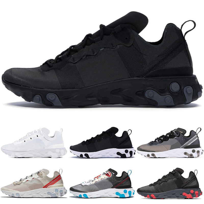 Running shoes 55 87 react element Man woman Triple Black white Anthracite Sail Dark Grey Solar Red pale pink Moss Orange Peel Royal Tint Volt Racer blue purple gold