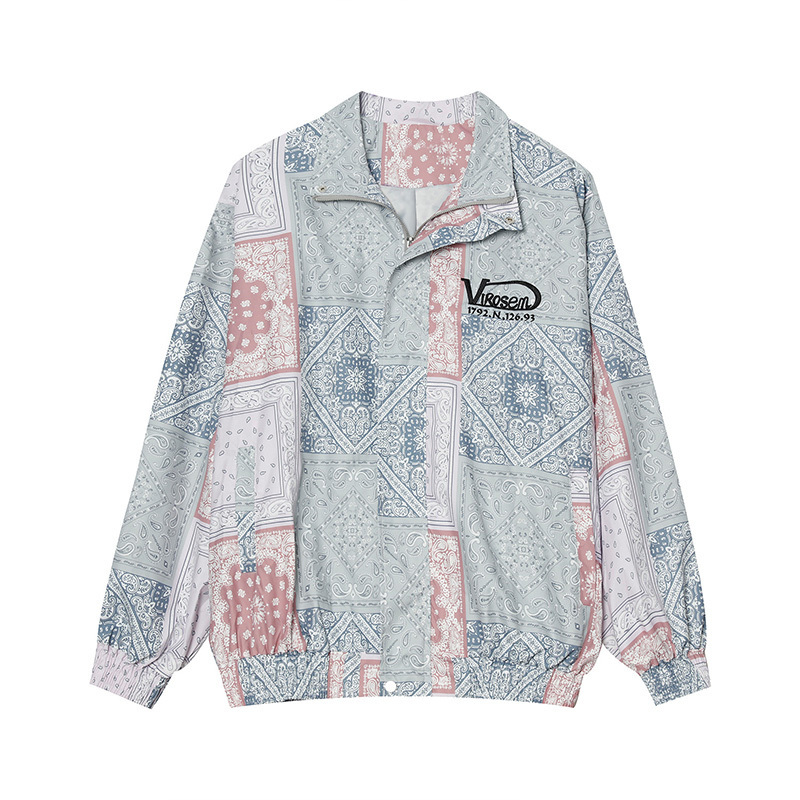 IEFB Men's Print Jackets Korean Trend Loose Fashionable Stand Collar Zipper Oversize Coat Causal Spring Clothes 9Y5833 210524