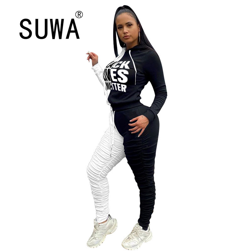 Contrast Patchwork Track Suit 2 Pieces Outfits For Women Letter Printed Hoodies Sweatshirt Joggers Stacked Legging Matching Sets 210525, Red
Contrast Patchwork Track Suit 2 Pieces Outfits For Women Letter Printed Hoodies Sweatshirt Joggers Stacked Legging Matching Sets 210525, Red