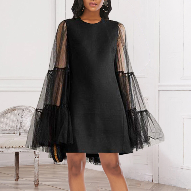 Women Black Mini Dress Patchwork Mesh Long Sleeves Transparent Elegant O Neck Sexy Ladies Birthday Evening Party Gowns 2021 New, Black;gray
Women Black Mini Dress Patchwork Mesh Long Sleeves Transparent Elegant O Neck Sexy Ladies Birthday Evening Party Gowns 2021 New, Black;gray