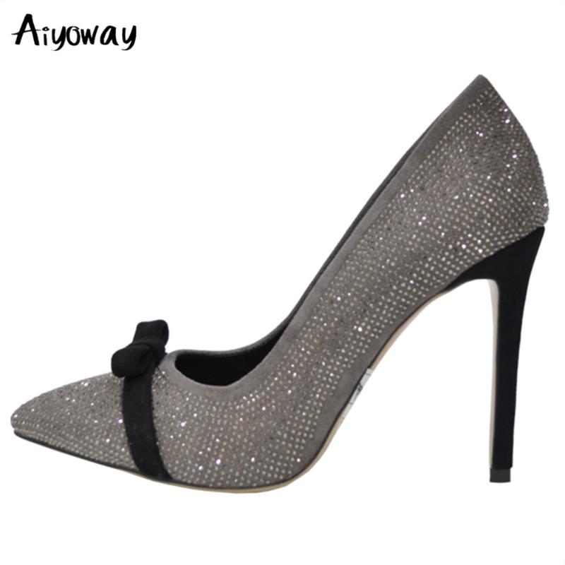 Aiyoway Fashion Gorgeous Pointed Toe High Heel Woman Bow Decoration Crystal Bling Wedding Dress Shoes Pumps Big Size, Black
Aiyoway Fashion Gorgeous Pointed Toe High Heel Woman Bow Decoration Crystal Bling Wedding Dress Shoes Pumps Big Size, Black