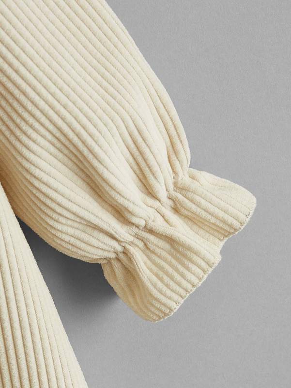 Toddler Girls Frill Neck Bow Front Corduroy Dress SHE