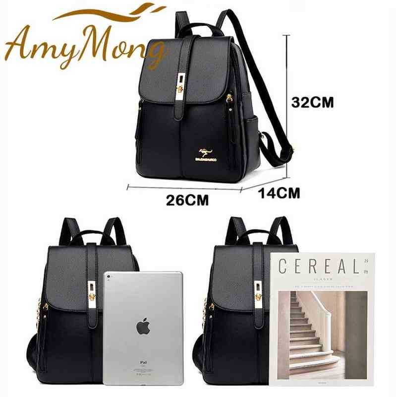 Large Capacity Backpack Purses Women High Quality Leather Female Vintage Bag School Bags Travel Bagpack Ladies Bookbag Rucksack 202211