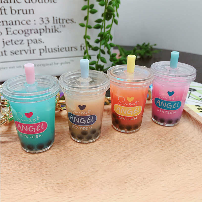 Creative Unisex Key Chain Popsicle Glitter Quicksand Keychain Liquid Floating Soft Drink Keyring for women Backpack Pendant Gift G1019