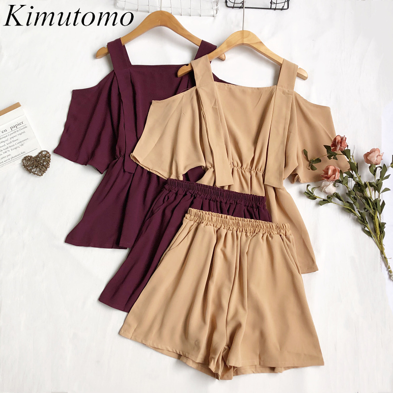 Kimutomo Summer Casual 2 Piece Set Fashion Women Off Shoulder Short Sleeve Sling + High Waist Wide Leg Shorts Suit 210521, Light blue
Kimutomo Summer Casual 2 Piece Set Fashion Women Off Shoulder Short Sleeve Sling + High Waist Wide Leg Shorts Suit 210521, Light blue