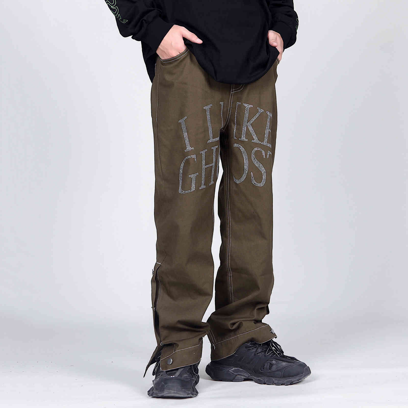 IEFB /men's wear Streetwear fix micro-horn pants trendy hip hop all-match casual pants for couple 9Y3772 210524