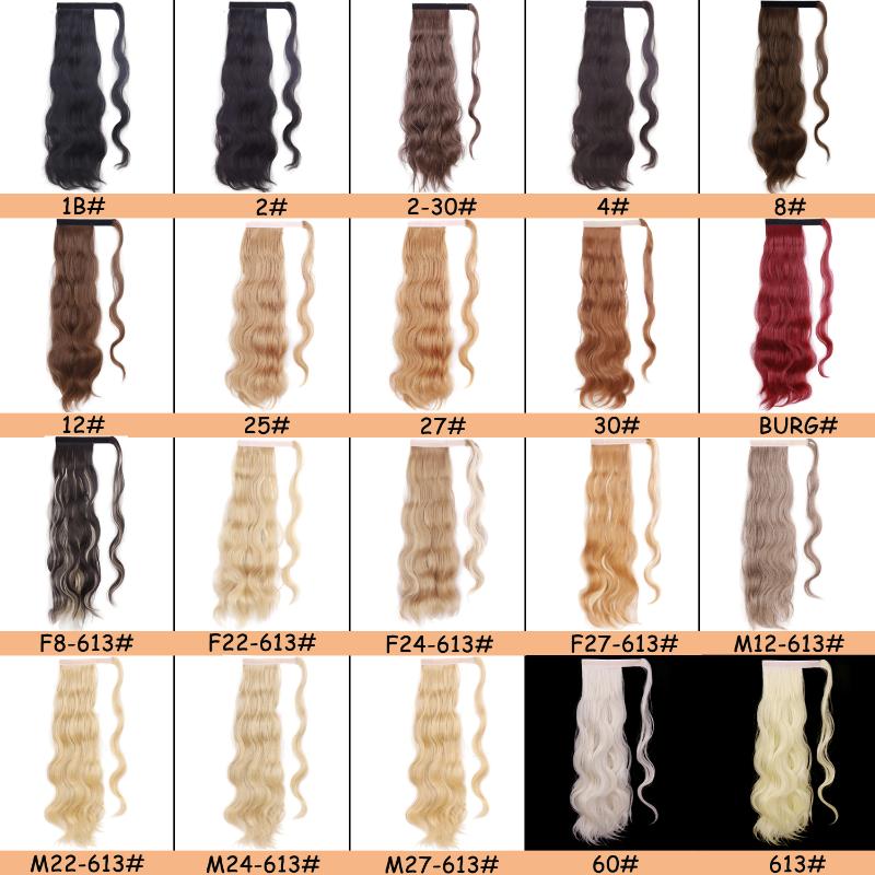 Synthetic Wigs women Golden Hollywood Wavy Wrap Ponytails Clip-in Around Long Ponytail Suitable For White And Black Ladies