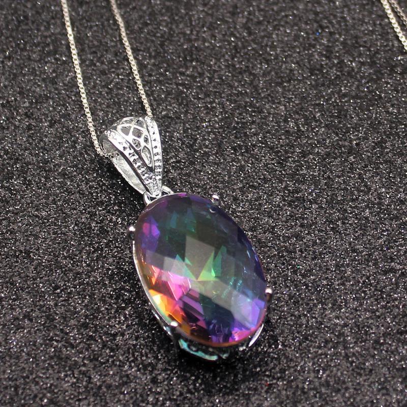 Pendant Necklaces Hermosa Glowing Oval Shape MysticTopaz Silver Color For Women Charms Chain Necklace 20 Inch
Pendant Necklaces Hermosa Glowing Oval Shape MysticTopaz Silver Color For Women Charms Chain Necklace 20 Inch
