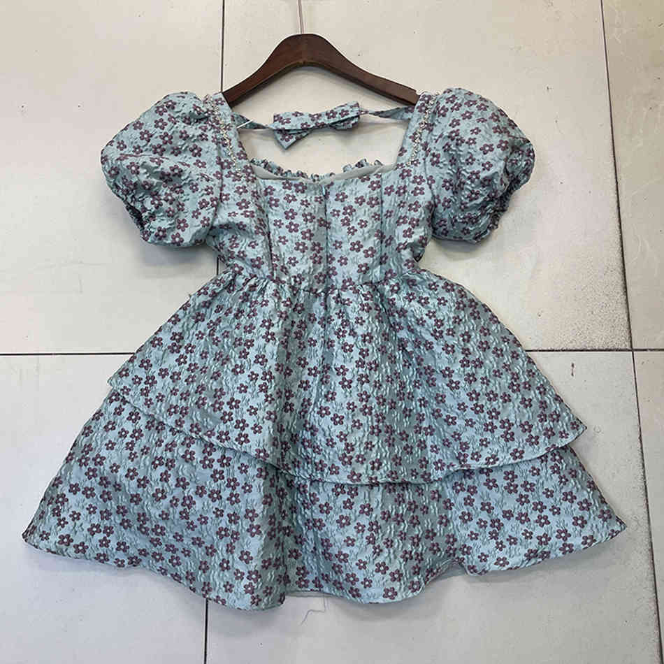 Free Diamond Printed Dress Women Lace-up Butterfly Lantern Sleeve Halter Ruffled Puffy Party Vestidos 210524