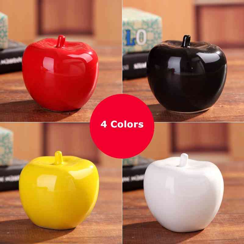 1PCS Ceramic Apple Figurines Fruit Model Miniatures Christmas Birthday Gifts Living Room Bedroom Decoration Crafts Home Decor 210811