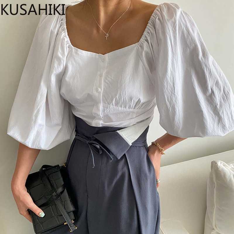 KUSAHIKI Korean Chic Square Collar Woman Shirts Elegant Slim Waist Blouse Tops Summer Lantern Sleeve Blusas De Mujer 6J680 210602, White
KUSAHIKI Korean Chic Square Collar Woman Shirts Elegant Slim Waist Blouse Tops Summer Lantern Sleeve Blusas De Mujer 6J680 210602, White