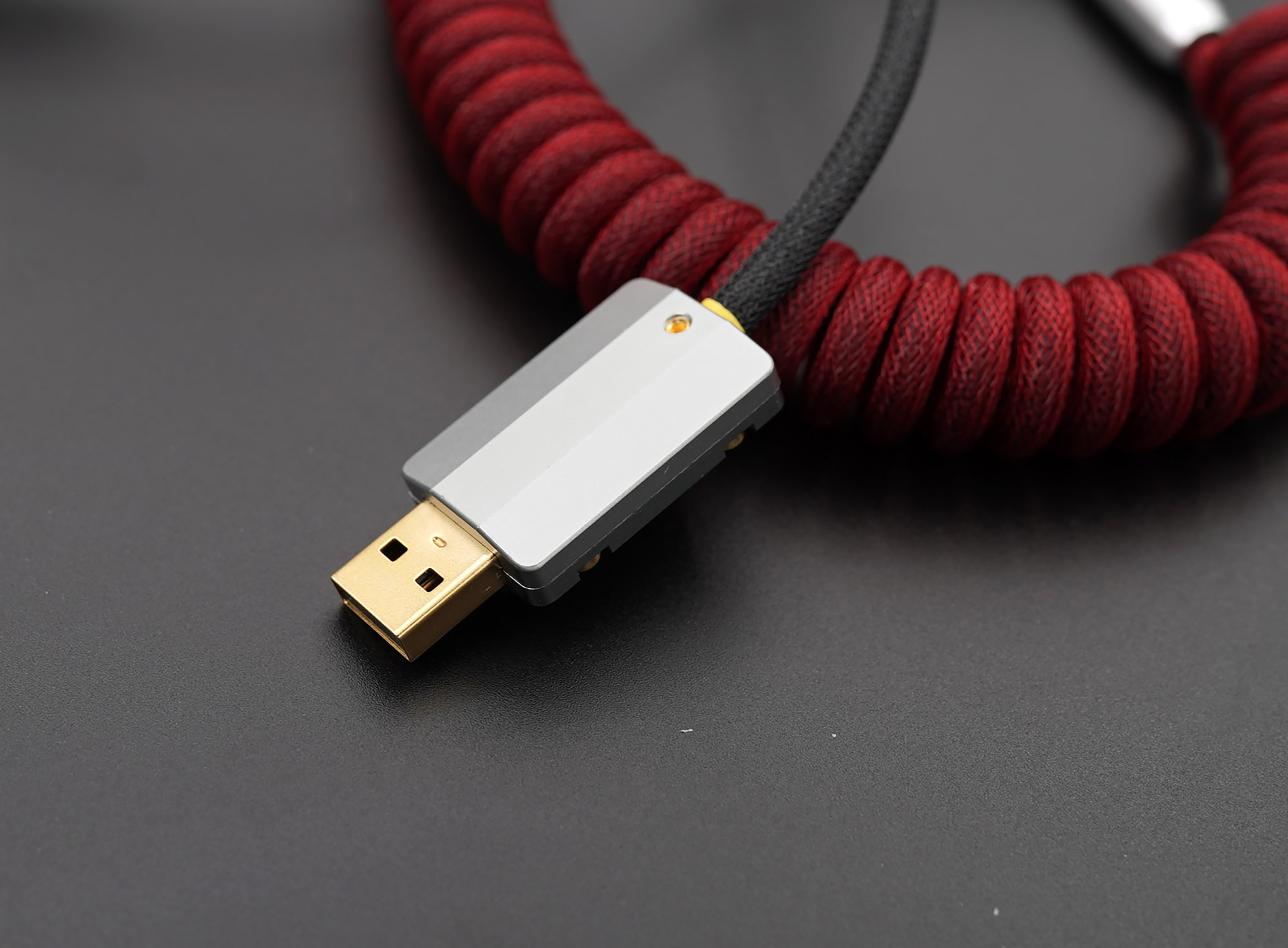 GeekCable Handmade Customized Mechanical Keyboard Data Cable For GMK Theme SP Keycap Line Red Samurai Colorway