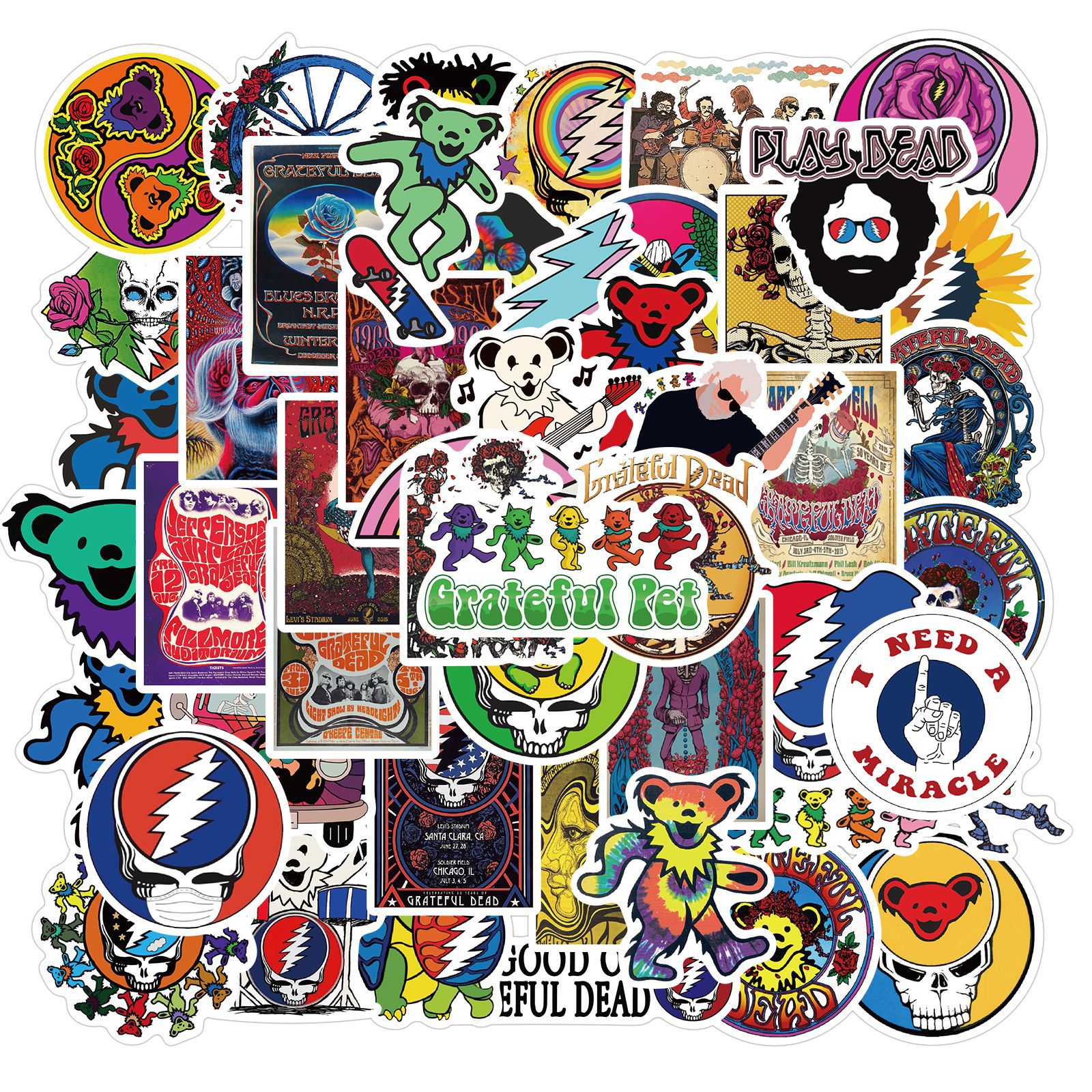 50Pcs/Lot Grateful Dead Rock Singers Stickers For Skateboard Bicycle Computer Car Laptop Phone DIY Waterproof Graffiti Sticker
50Pcs/Lot Grateful Dead Rock Singers Stickers For Skateboard Bicycle Computer Car Laptop Phone DIY Waterproof Graffiti Sticker