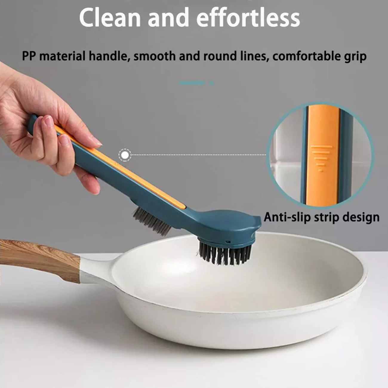 Non-greasy DishandPan Brushes Kitchen Scrub Brush Dish Brush with Sponge Cleaning Brush for Pans Pots Sink Tableware Kitchenware