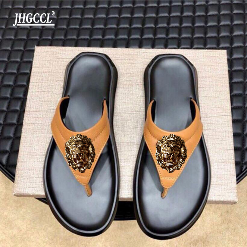 new mens beach shoes flipflops brand designer leather outer wear sandals cowhide skid wear resistant flip flops t6, Brown
new mens beach shoes flipflops brand designer leather outer wear sandals cowhide skid wear resistant flip flops t6, Brown
