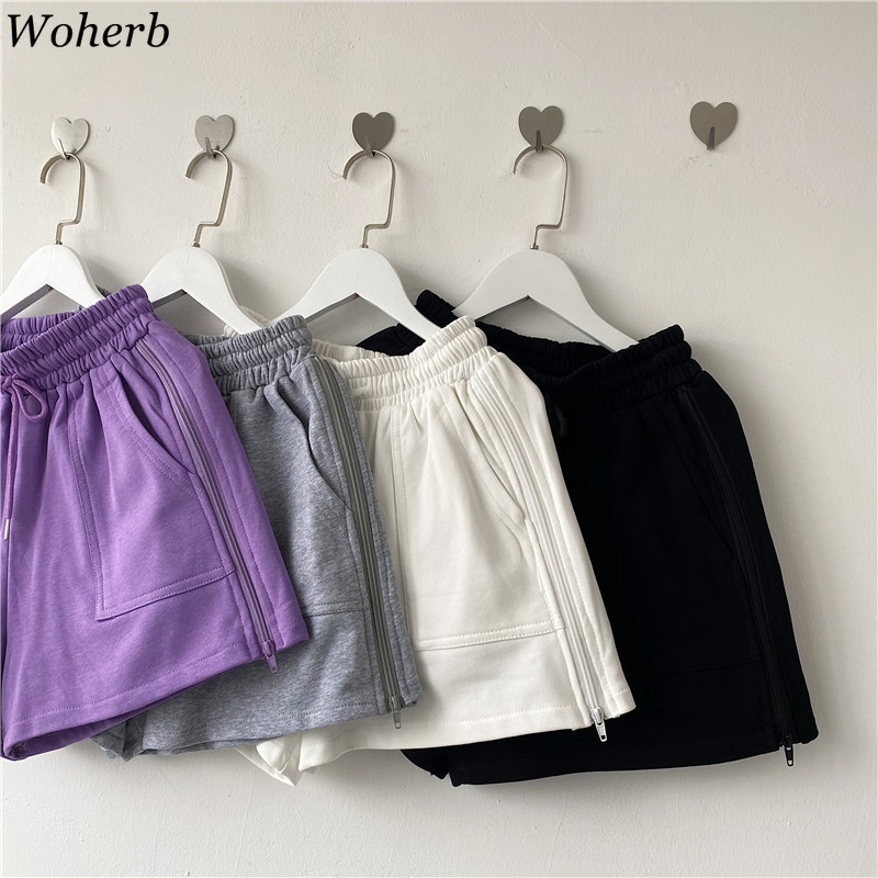 Summer Korean Fashion Shorts Women High-waisted Basic Sweatshorts Wide-leg Casual Woman Chores Para 210519