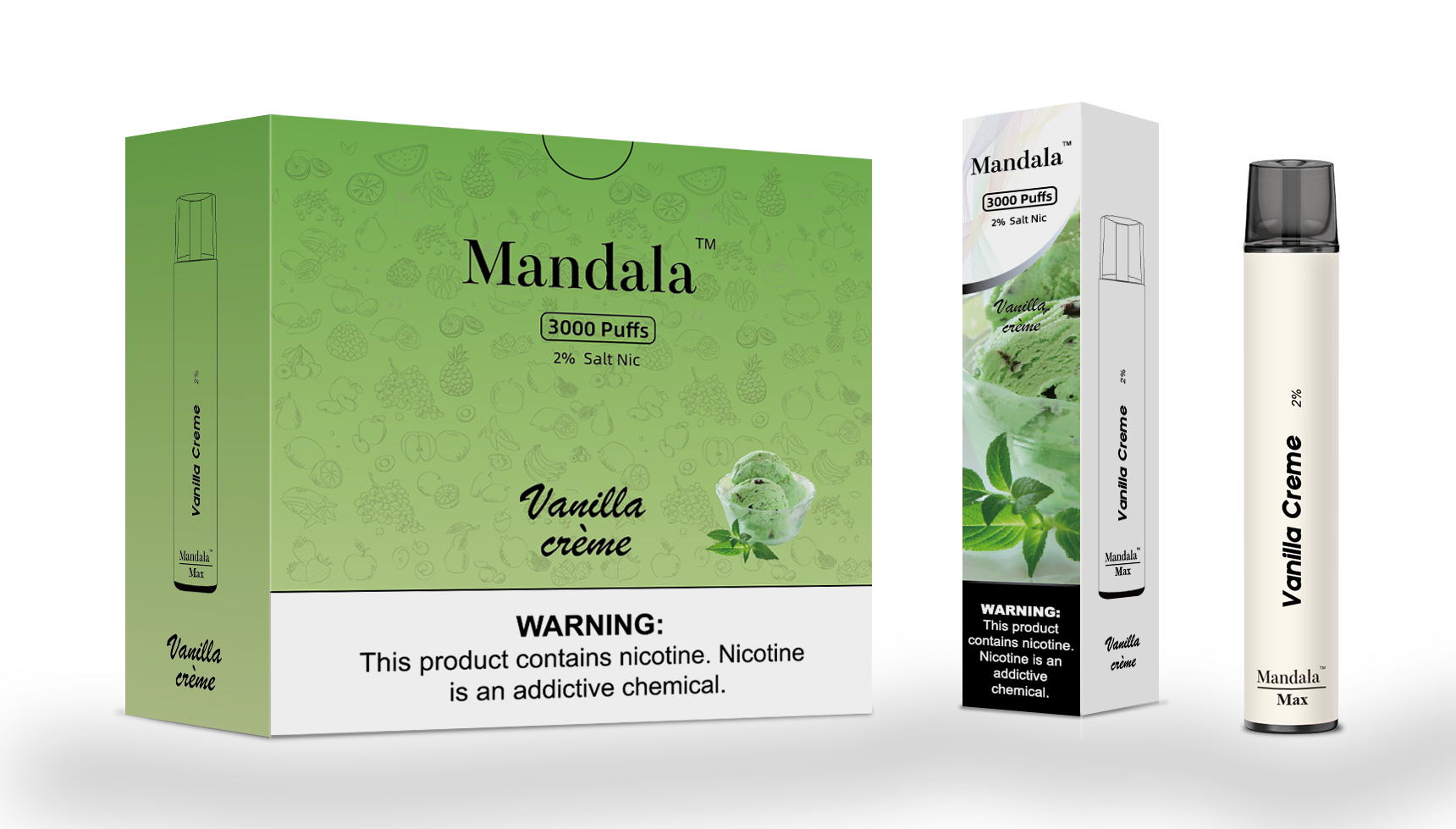 Mandala Max 3000 Puffs Disposable E-cigarettes Vape Pen 1000mAh Battery Pod Device 8ml Pre-filled,Original 100% Authentic with scratch code