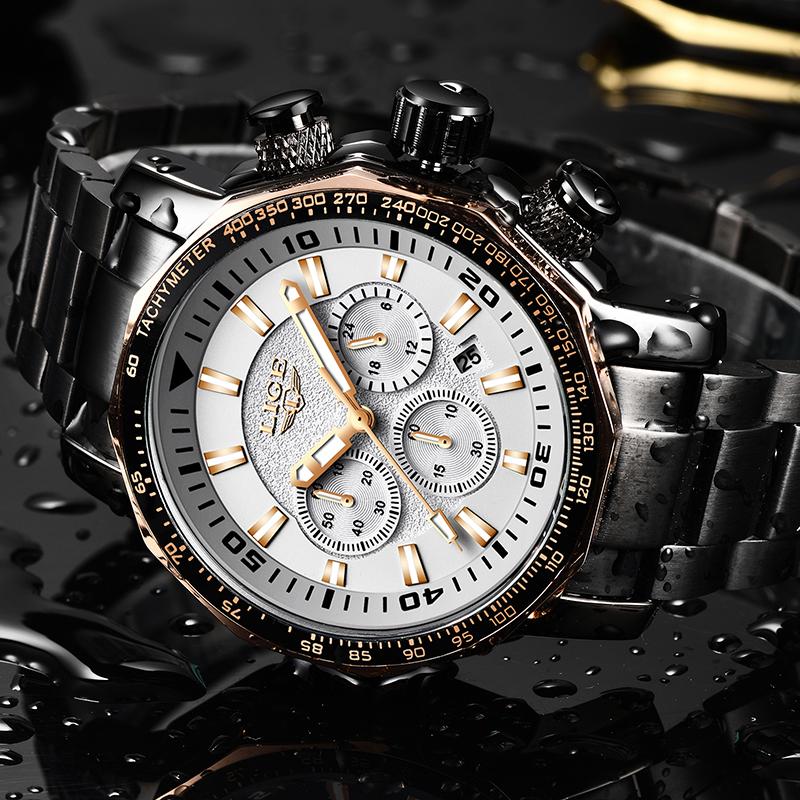 Wristwatches LIGE Mens Watches Top Fashion Quartz Clock Men's Waterproof Big Dial Watch Men Military Sport Erkek Kol Saati, Black rose gold
Wristwatches LIGE Mens Watches Top Fashion Quartz Clock Men's Waterproof Big Dial Watch Men Military Sport Erkek Kol Saati, Black rose gold