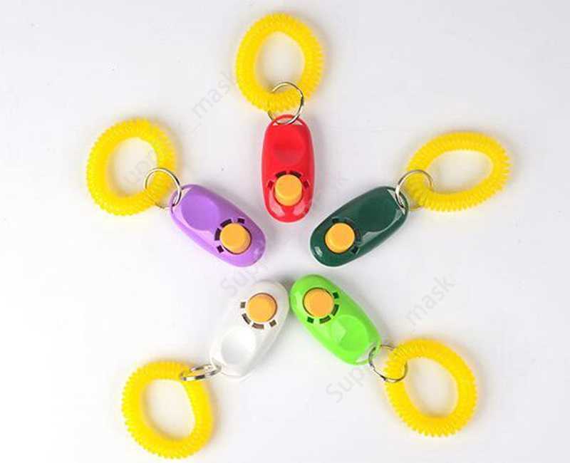 Dog Button Clicker Pet Sound Trainer with Wrist Band Aid Guide Pet Click Training Tool Dogs Supplies 11 Colors 100pcs DAU1047769426