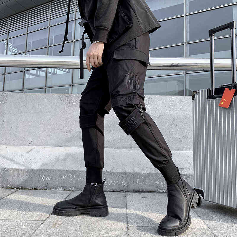 Black Cargo Pants Joggers Men Harajuku Swag Streetwear Military Techwear Mens Clothing Japanese Style Pencil Casual Trousers 211112