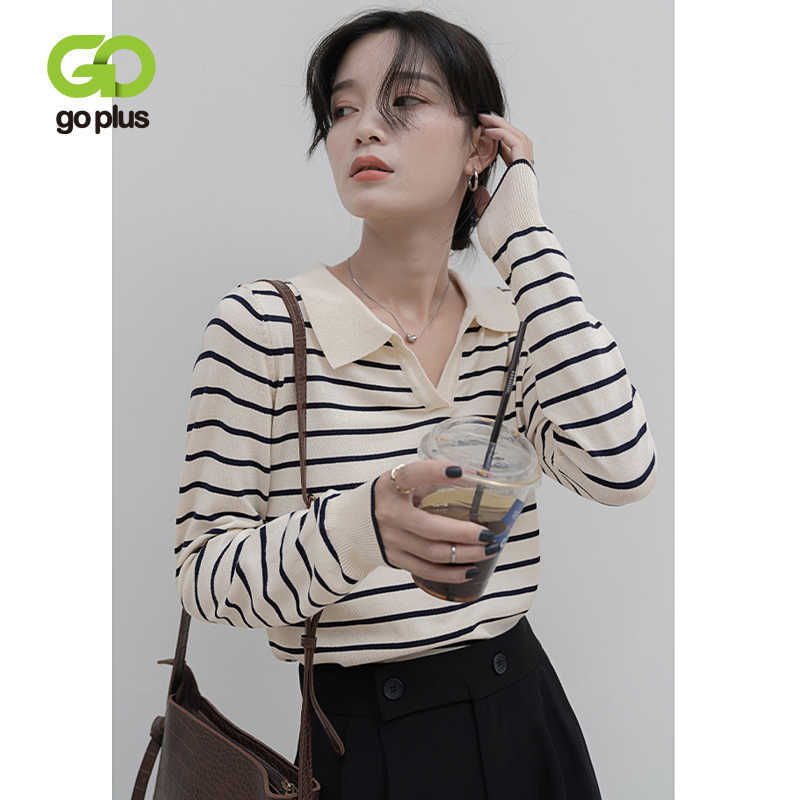 GOPLUS Sweater Black Striped Tops Oversized Women Sweaters and Pullovers Vintage Jumper Knit Top Femme Sweter Mujer C11642 211011Z