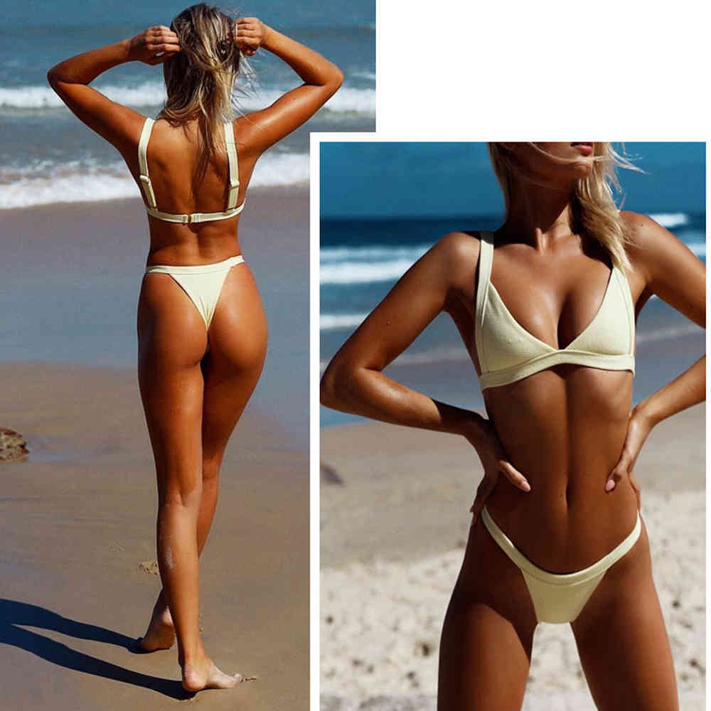Solid Sexy Women Micro Bikini Push Up Swimsuit High Cut Swimwear Brazilian Tanga Biquini Femenino Bathing Suit Beachwear Thong 210520