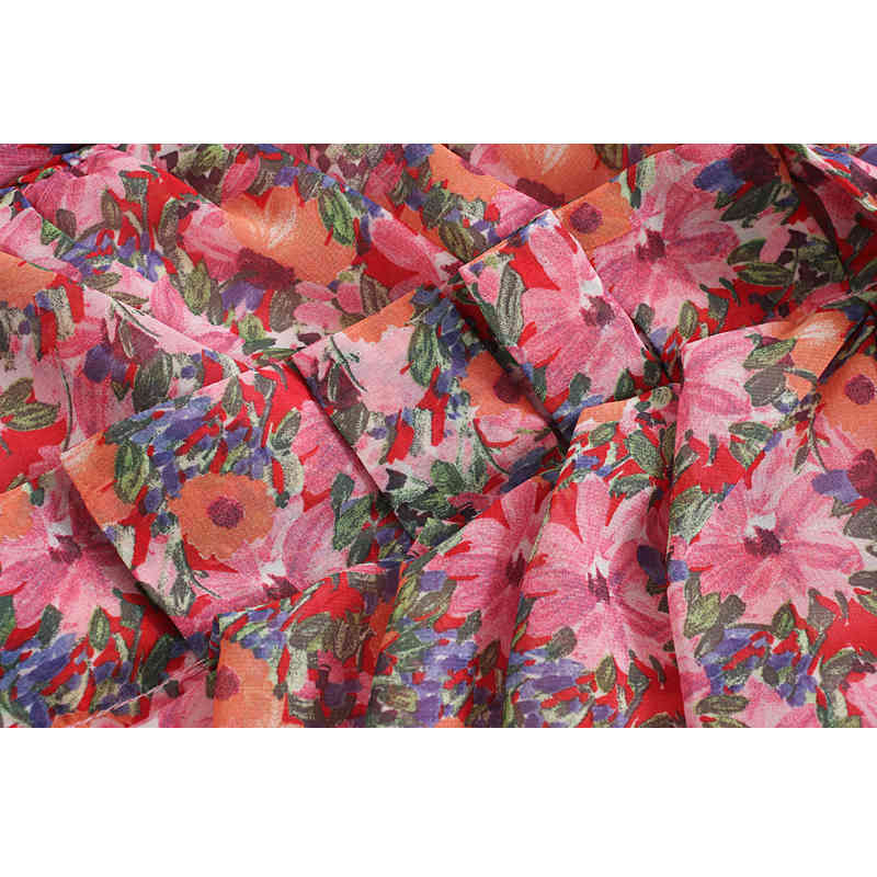 Elegant Ral Chiffon | Long Sleeve Round Neck Slim Fit Hip Women's Summer Dress