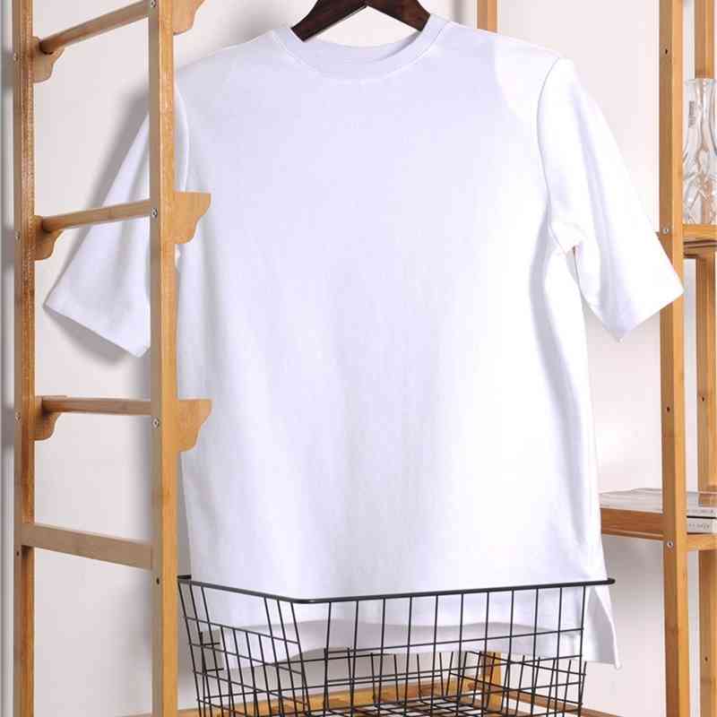 Getspring Women T Shirt Shoulder Padded Cotton White Tee Girl Summer Top Tshirts Plus Size Oversize T-shirt For 210720