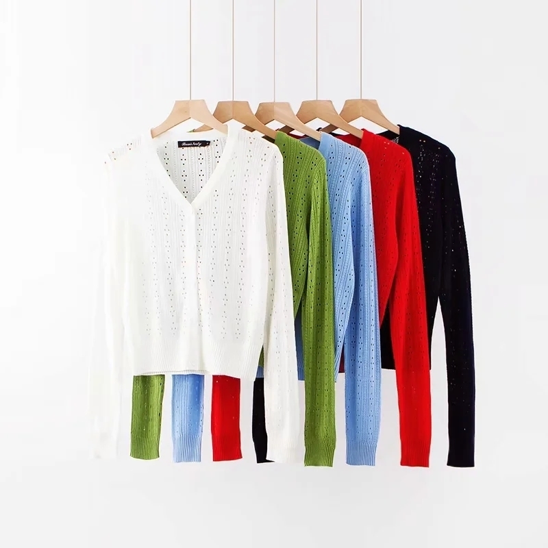 Vintage long sleeve Knitted Cardigan women buttons bgreen black sweater casual korean 210521
