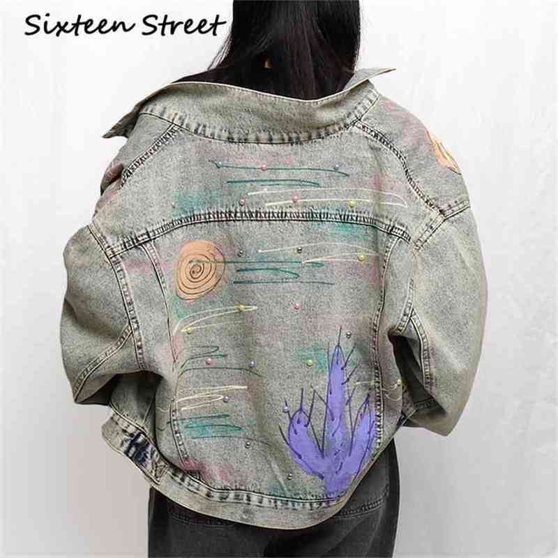 Autumn Woman denim jacket boyfriend style cactus printed beading loose vintage blue coat woman street wear 210603, Sky blue
Autumn Woman denim jacket boyfriend style cactus printed beading loose vintage blue coat woman street wear 210603, Sky blue