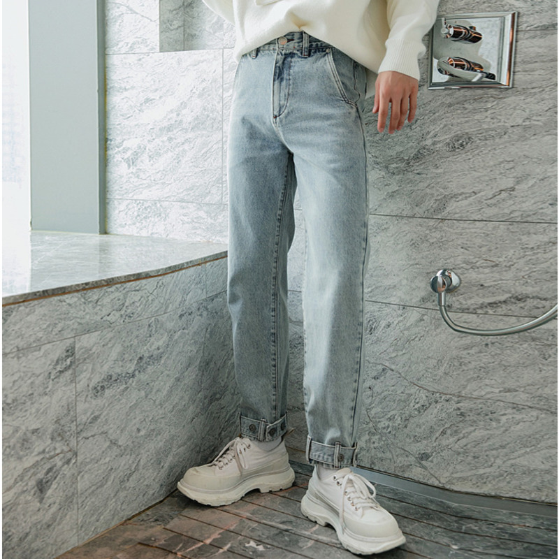 IEFB men's wear spring Autumn men's jeans loose casual Leggings Koean trend vintage denim pants dark gray blue 9Y4807 210524