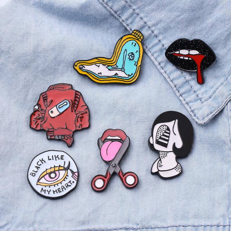 Pins, Brooches Black Like My Heart Pins Eye And Mouth Eyeline Red Lips Scissors Jewelry Punk Badges Enamel For Women Man, Gray
Pins, Brooches Black Like My Heart Pins Eye And Mouth Eyeline Red Lips Scissors Jewelry Punk Badges Enamel For Women Man, Gray