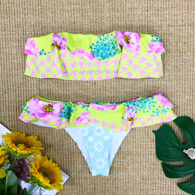 New Sexy Bikini Women Swimwear Push Up Swimsuit Ruffle Bikini Bathing Suit Biquinis Summer Beach Wear Female 210324