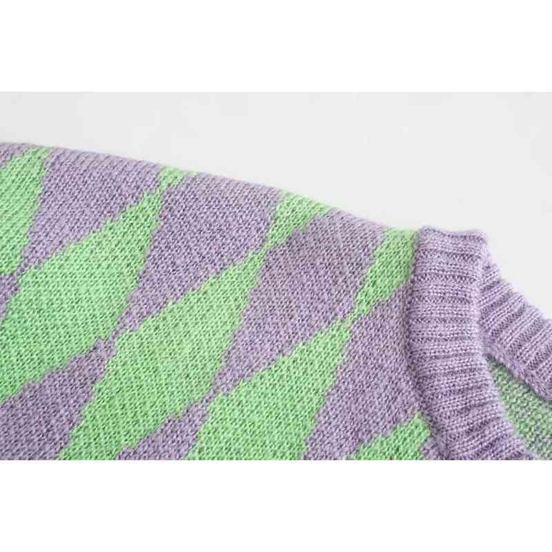 sweet green plaid women cardigan spring fashion o neck ladies sweaters casual button-fly female knitwears girls chic 210430