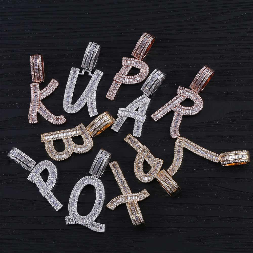 Custom Name Letters Customized Necklaces Iced Out Chain Pendants Charms Zircon Hip Hop Jewelry with Gold Silver 20inch Tennis Chain Rock Punk Party fo