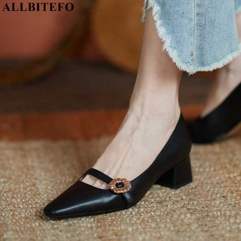 ALLBITEFO high quality full genuine leather thick heels retro women shoes Metal ornaments high heel shoes women heels shoes 210611, As picture
ALLBITEFO high quality full genuine leather thick heels retro women shoes Metal ornaments high heel shoes women heels shoes 210611, As picture