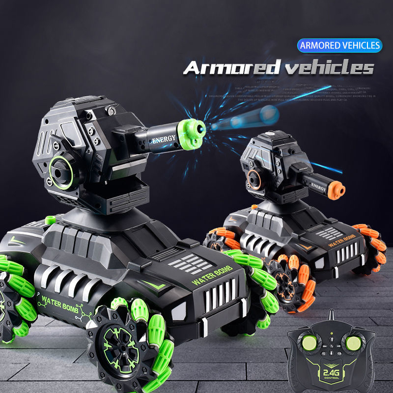 Remote Control Tank Can Launch Water Bomb Combat Vehicle Gesture Sensing Control Rechargeable Battery Boy Toy (Equipped With 2 Batteries + 30000 Water