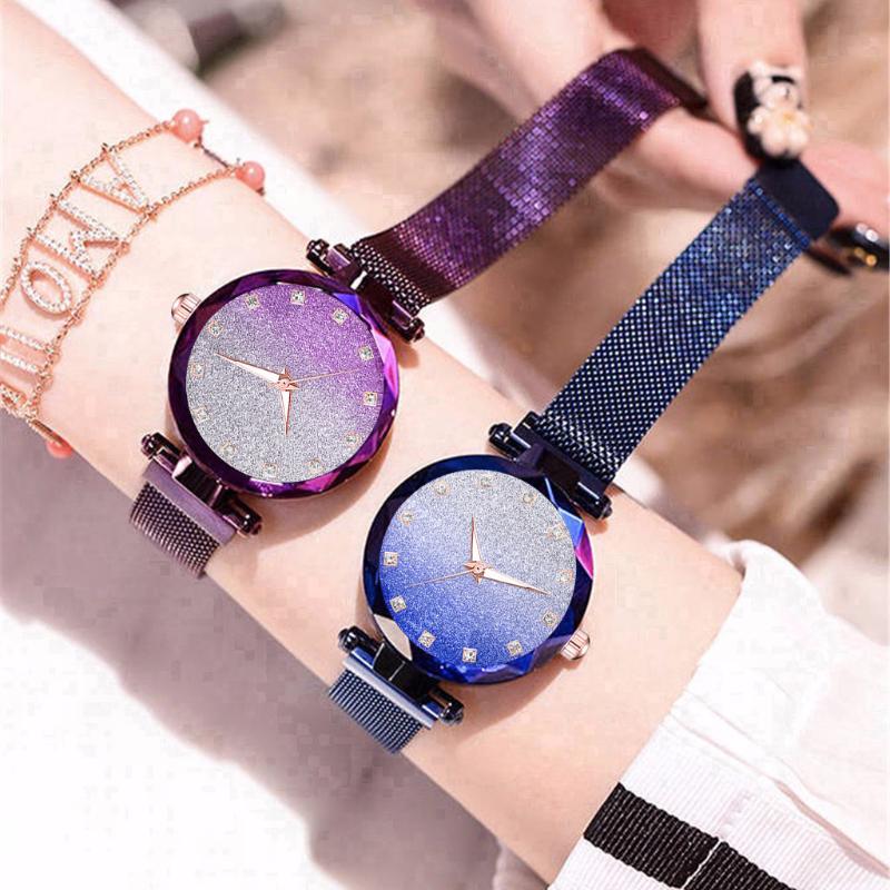 Wristwatches Women Magnet Buckle Gradient Color Starry Sky Diamond Watch Luxury Ladies Stainless Steel Quartz Watches Clock Gift, Black
Wristwatches Women Magnet Buckle Gradient Color Starry Sky Diamond Watch Luxury Ladies Stainless Steel Quartz Watches Clock Gift, Black