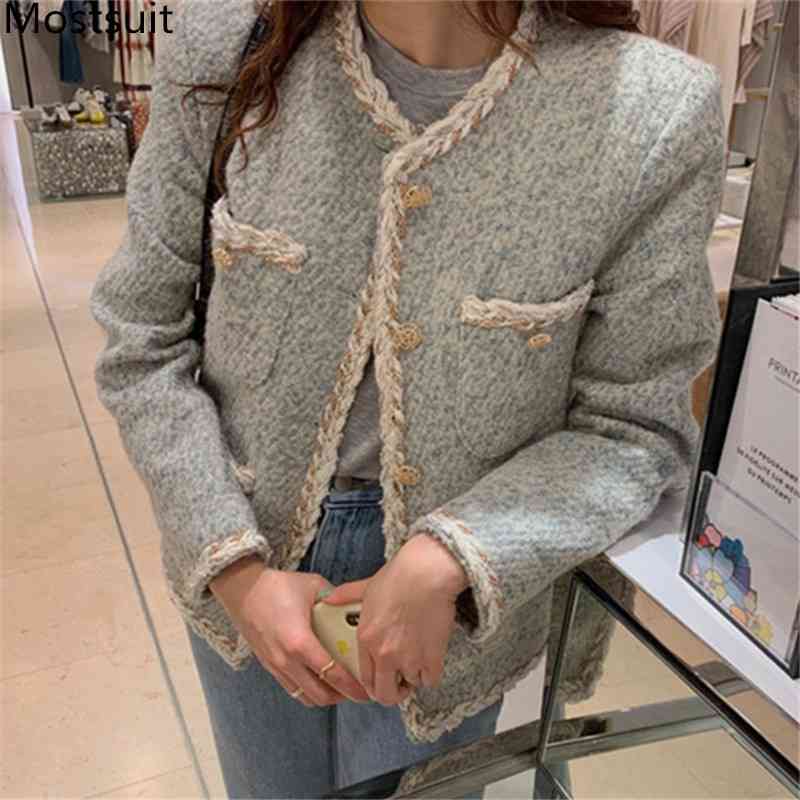 Korean Elegant Thicken Woolen Jacket Coat Women Single-breasted Long Sleeve O-neck Vintage Ladies Fashion Warm Coats Winter 210518, Black
Korean Elegant Thicken Woolen Jacket Coat Women Single-breasted Long Sleeve O-neck Vintage Ladies Fashion Warm Coats Winter 210518, Black