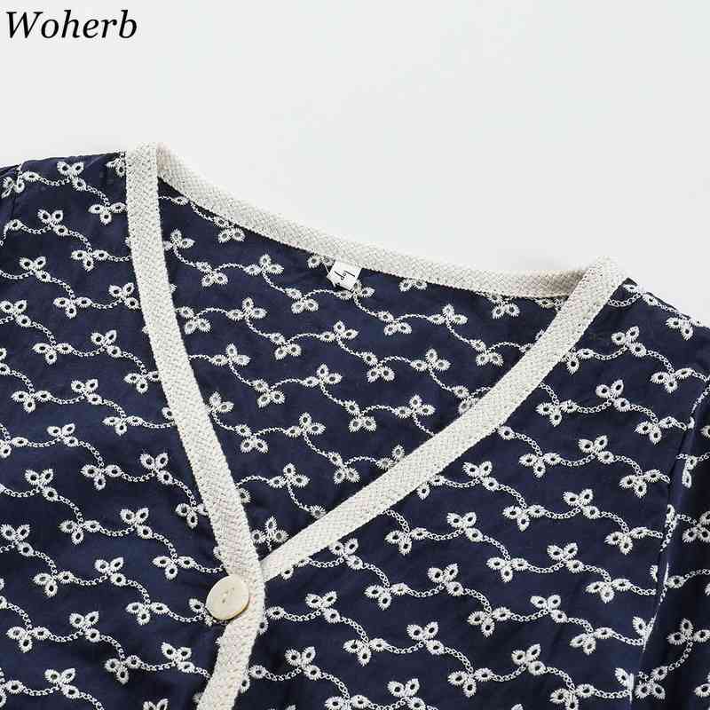 Korean Cardigan Women Summer Loose Puff Sleeve Knitted Cropped V-neck Coat Slim Fit Outer Temperament Tops 4i464 210519