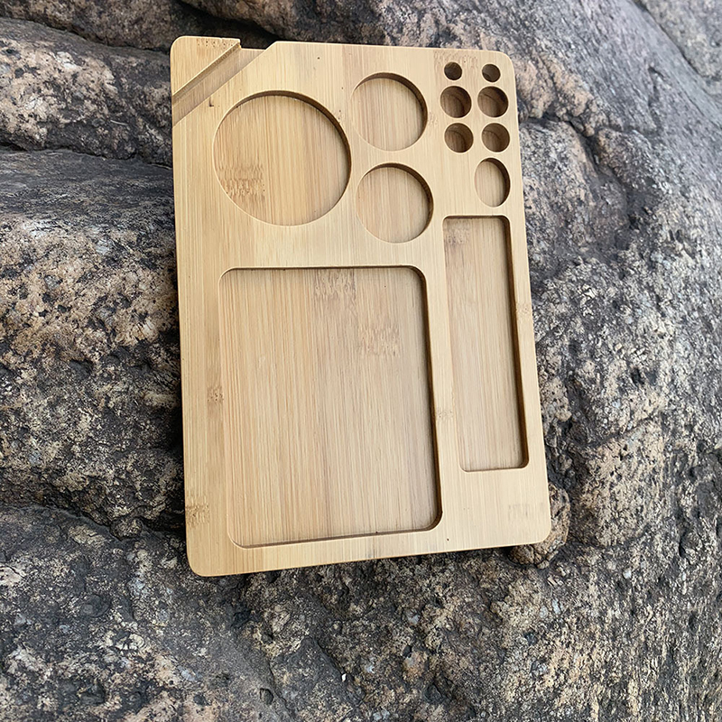 Natural Wood Rolling Tray Portable Household Smoking Accessories With Groove Exquisite Square Tobacco Roll Trays Cigarette