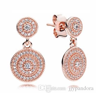 NEW 100% 925 Sterling Silver p square round love heart rose gold Earrings Flower type Hollow Ear Studs charm Beads Fit Original DIY Dangler Wholesale 