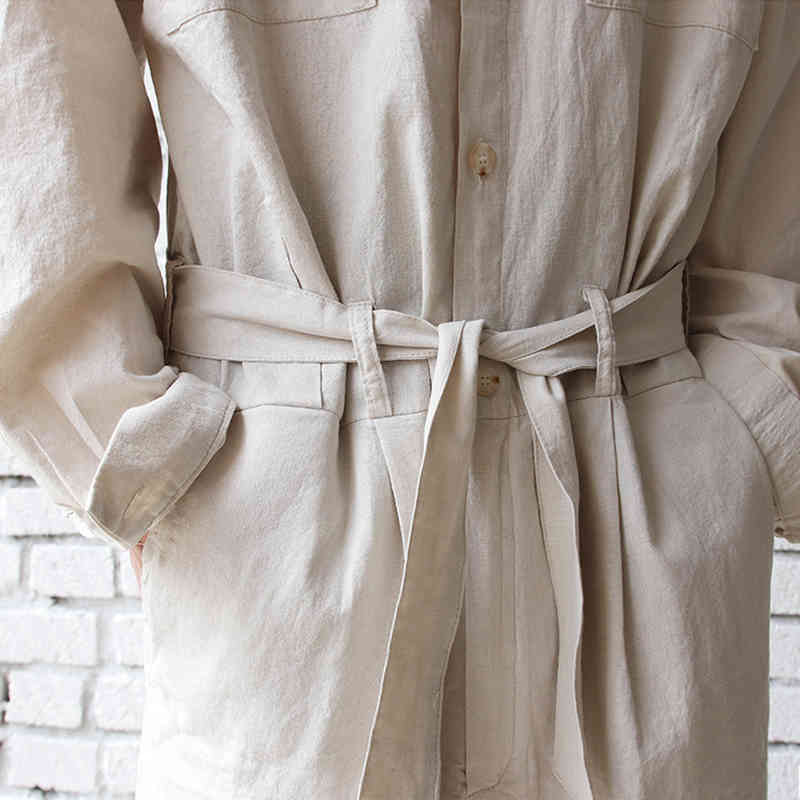 IEFB men's clothing overalls suit with belt Korean fashion loose single breasted turn down collar jumpsuit loose Y4303 210524