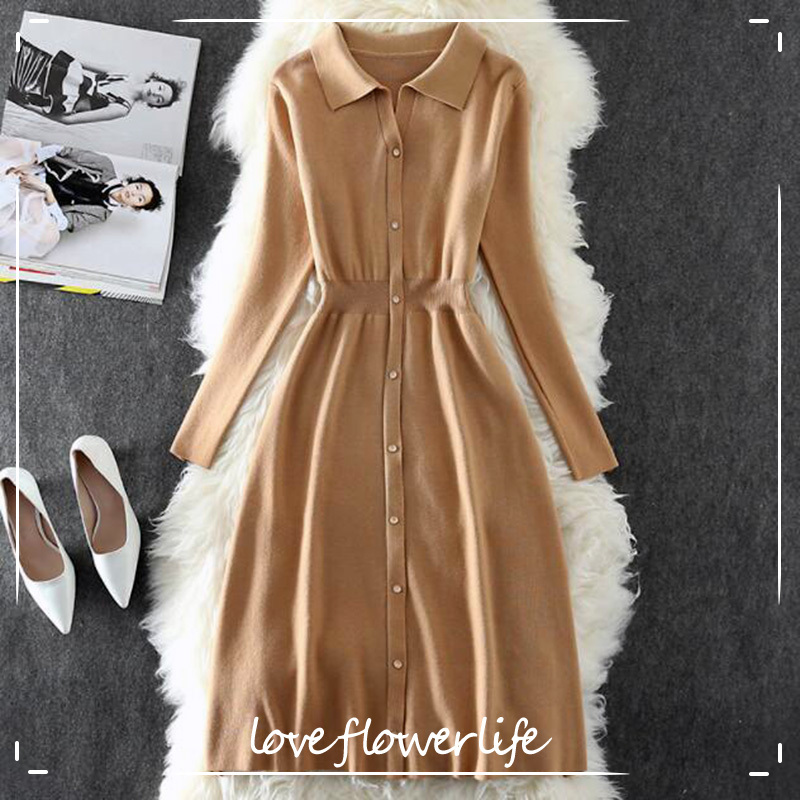Women Kintted Dresses Fashion Arrival Long Sleeve A-line Midi Dress Women Casual Single-breasted Sweater Dress 210521, Black
Women Kintted Dresses Fashion Arrival Long Sleeve A-line Midi Dress Women Casual Single-breasted Sweater Dress 210521, Black
