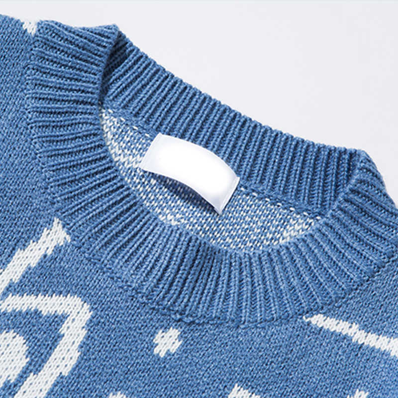 Japanese Harajuku Vintage Sweater Men Autumn Winter Cartoon Loose Knitted Sweater Hip Hop Streetwear Knitwear Pullovers 211018