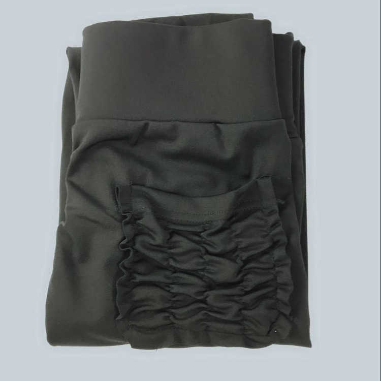 Gym Workout Ruched Butt Leggings Breathable Quick-drying Pleated Pocket Elastic Waist Skinny Pencil Pantalon Noir Femme 210604
