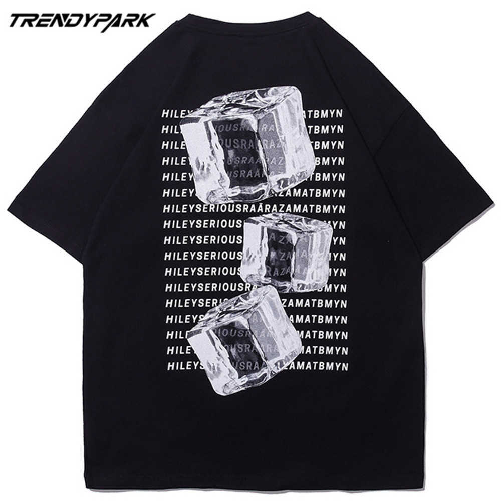 Men's Tshirt Summer Short Sleeve Ice Cubes Printed Hip Hop Oversized Cotton Casual Harajuku Streetwear Top Tshirts Clothing 210601