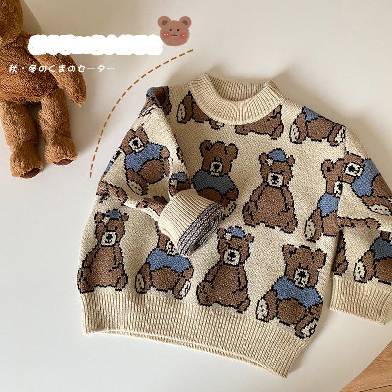 Pullover 2021 Winter Kids Sweaters Bear Print Boys Sweater Cartoon Girl Knitted Fashion Children Outwear
Pullover 2021 Winter Kids Sweaters Bear Print Boys Sweater Cartoon Girl Knitted Fashion Children Outwear