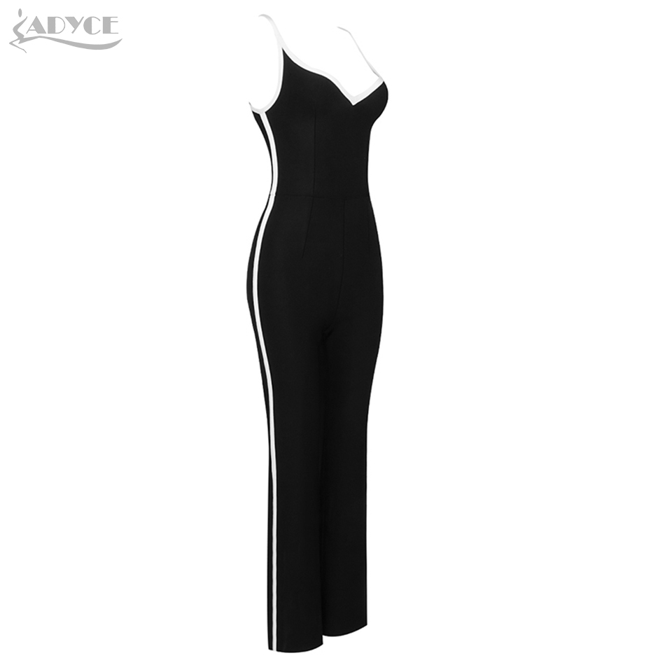 Summer Women V Neck Spaghetti Strap Bandage Jumpsuits Sexy Sleeveless & Pants Club Party Long Bodycon 210423